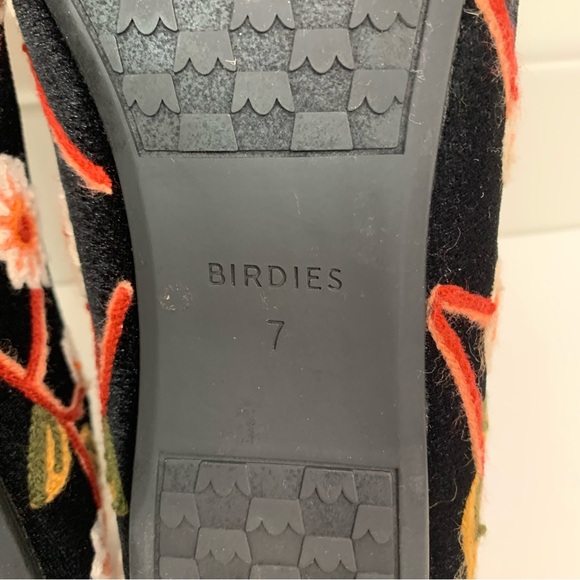Birdies The Starling Embroidered Flat in Night Flora Velvet Size 7 - Picture 12 of 12